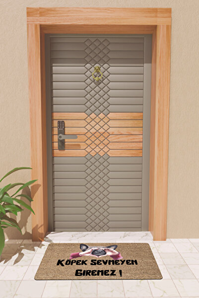 Rugmood Modern Digital Printing Brown Dog Cannot Enter if Not Loved Door Mat