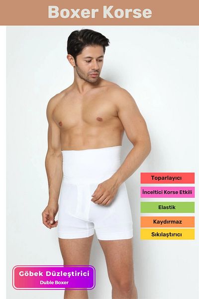 VARESSA Men's Premium Double Boxer Corset - Belly Straightening, Waist Slimming, Gathering