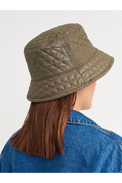 Külah Women's Quilted Winter Khaki Bucket Hat