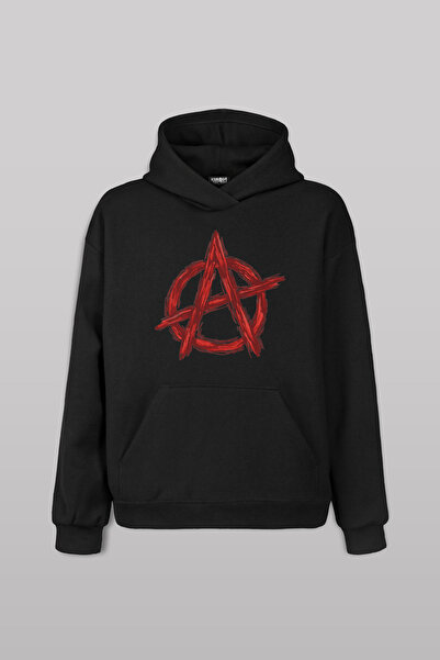 Kendim Seçtim Anarchy Vintage Logo - Crna Minimal Štampano Sa kapuljačom Hoodie