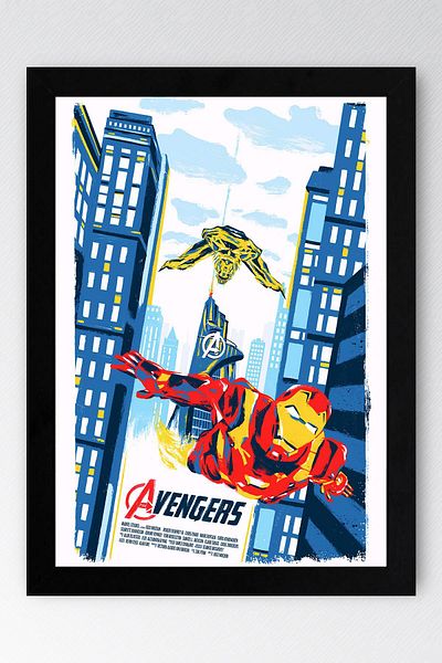 Saturn Avengers Framed Painting - Iron Man Marvel Poster Painting