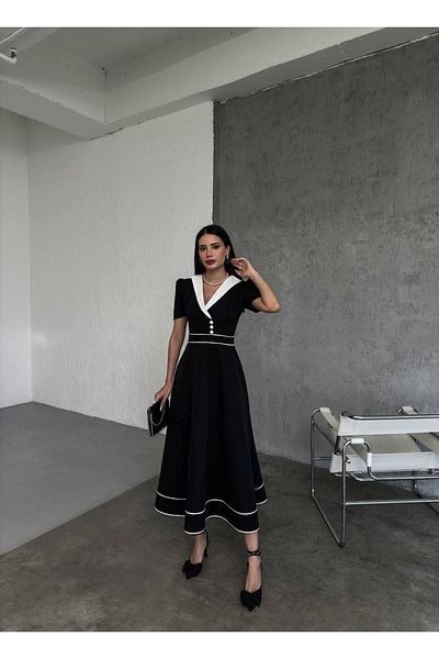 GİZONLY Rochie Midi BRITANIAN cu guler