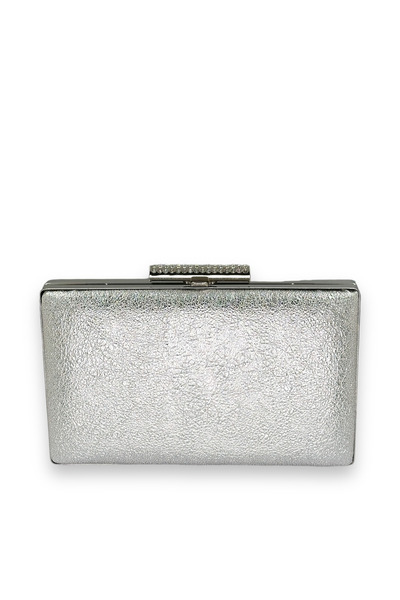 Wedding Fashion Gri argintiu Cristal Model Piele Mată Mâner Metalic Geantă Rochie De Seară Clutch Henna Geantă Bal de absolvire