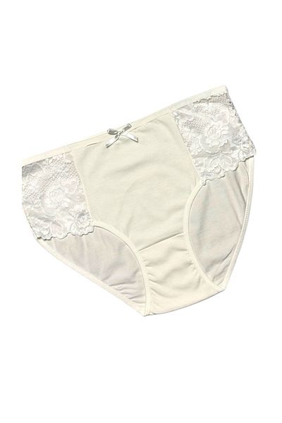 Gizli Butik Ecru γυναικείο εσώρουχο - βαμβακερό και λεπτομέρεια δαντέλας στο πλάι