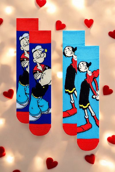ZEYZEY MONKEY Love Is in the Socks Special Lover Combination Σετ με 2 κάλτσες με μοτίβο χαρακτήρων για ζευγάρια