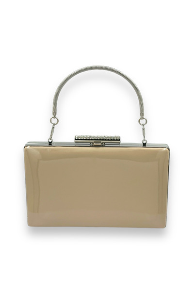 Wedding Fashion Ten Nude Mirror Patent Leather - Clutch pentru rochie de seară cu mâner metalic, invitație la bal de absolvire Henna