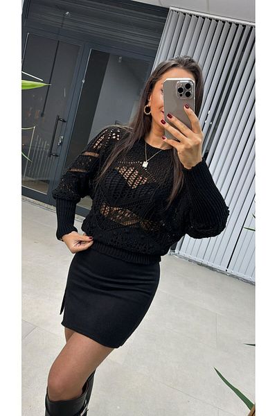 caddstore Tricotaj negru ajurat Sg