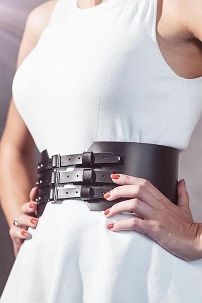Angels Passion Curea din piele elegantă cu design special, cu 3 catarame în față