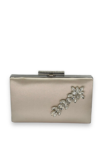 MidStore Skin Nude Color Satin Crystal Stone Evening Dress Bag Evening Bag He...