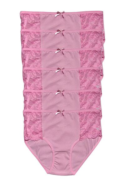 Gizli Butik Set de 6 chiloți roz pentru femei din bumbac din dantelă