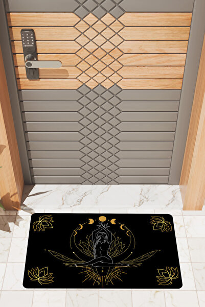 Rugmood Modern Digital Printing Black Yoga Door Mat