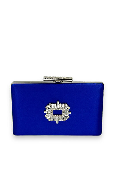 MidStore أزرق بلون الكوبالت حقيبة سهرة من حجر الكريستال الساتان الملونة حقيبة...