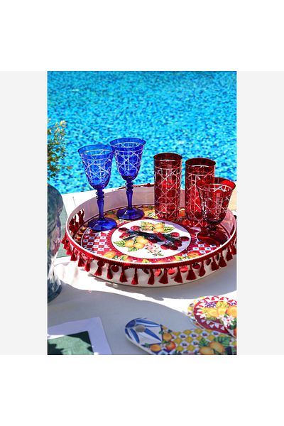 CHIARA ALESSI Portofino Red Melamine Tray 40 Cm