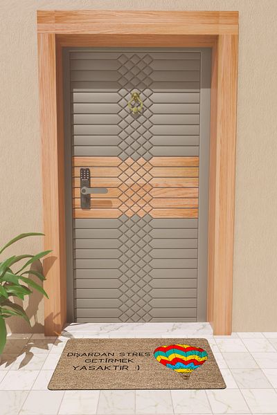 Rugmood Modern Digital Printing It Is Forbidden to Bring Stress Externally with Balloons Door Mat