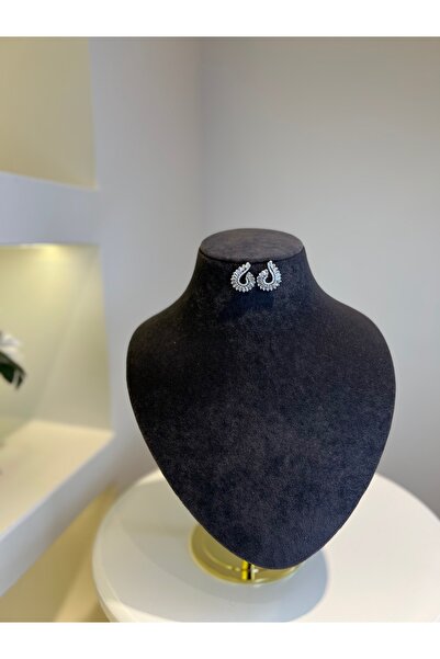 VİYA Öğretmenler Günü Hediyesi Cecilia Gümüş Renk Zirkon Taşlı Abiye Küpe