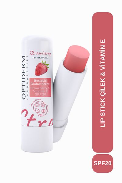 Optiderm Lip Stick Strawberry & Vitamin E SPF20+