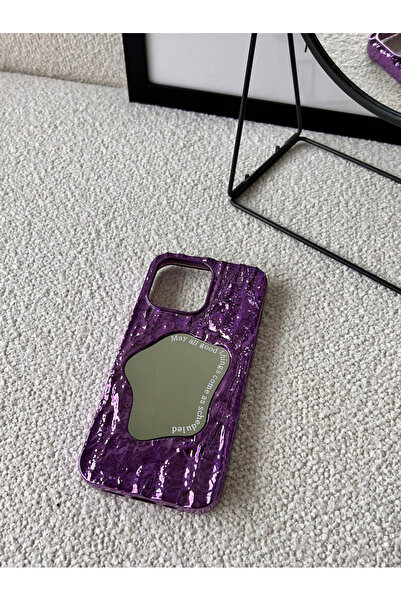3D Aynalı iPhone Telefon Kılıfı - Mor - iPhone 13 Pro