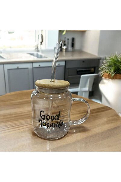 sedoshhomevision BAMBU KAPAKLI PİPETLİ BOROSİLİKAT SUNUM BARDAĞI, KAHVE BARDA...