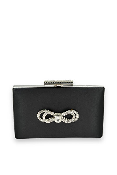 MidStore Black Color Satin Crystal Stone Evening Dress Bag Evening Bag Henna ...