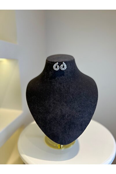 VİYA Öğretmenler Günü Hediyesi Cecilia Gümüş Renk Zirkon Taşlı Abiye Küpe