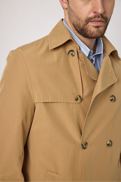 Frappoli Ανδρική καμπαρντίνα με διπλό γιακά Standard Fit βαμβακερή καμπαρντίνα