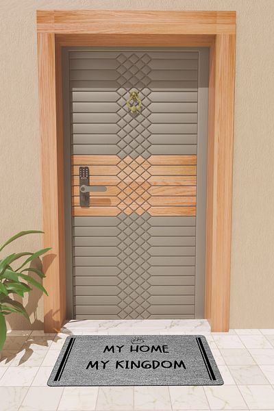 Rugmood Modern Digital Printing Gray My Home My Kingdom Door Mat