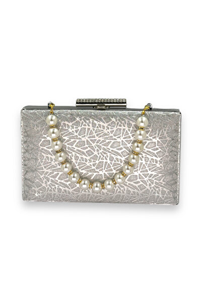 Wedding Fashion Rochie de seară clutch cu model Lame cu mâner de perle gri argintiu - bal de absolvire și nuntă