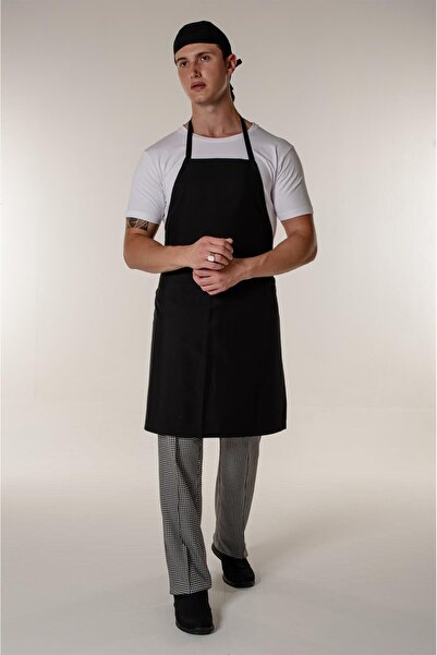 Mert Giyim Siyah Aşçı ve Mutfak Askılı Önlük