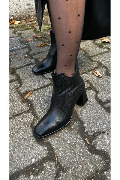 by emine eren emotion shoes MENTHA SİYAH DERİ BOT