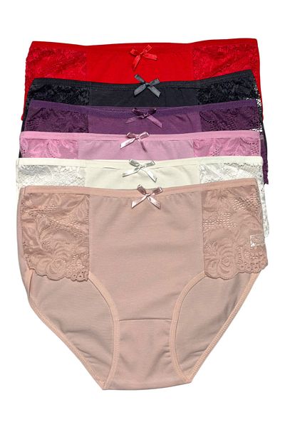 Gizli Butik Pachet de 6 chiloți de damă din bumbac cu dantelă laterală, colorați