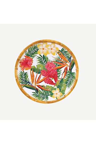 LES JARDINS DE LA COMTESSE صحن الإفطار بالميلامين الأخضر والأحمر 23 سم