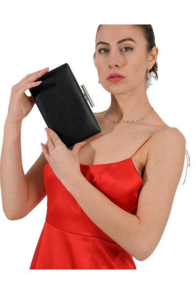 Wedding Fashion Culoare neagră Piele mată Piele Rochie de seară Geantă Clutch Geantă de absolvire