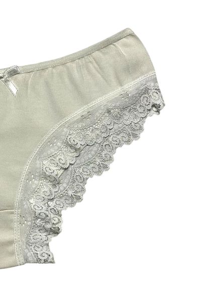 Gizli Butik Pachet de 6 chiloți bikini din bumbac cu dantelă pentru femei Ecru