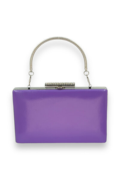 MidStore Purple Color Skin Leather Matte Leather Metal Handle Evening Dress B...
