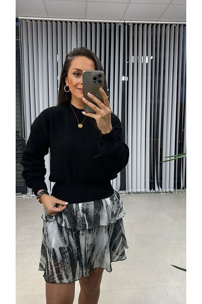 caddstore Pulover negru cu gât crew