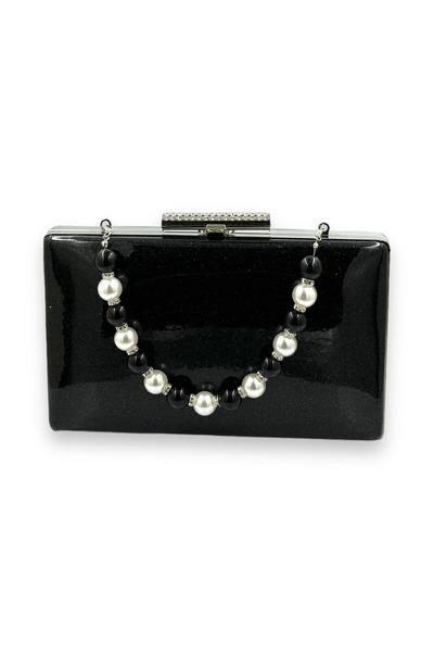 Generic Brand Black Sand Silicone Coated Pearl Strap Imported Evening Dress B...