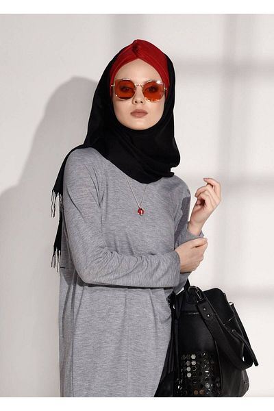 TRENDTESETTÜR Women's Gray Basic Sports Tunic 17315