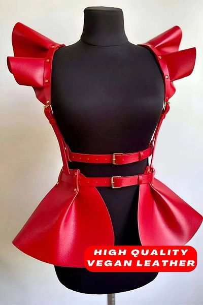 Angels Passion Stylish Mini Leather Dress and Princess Model Harness