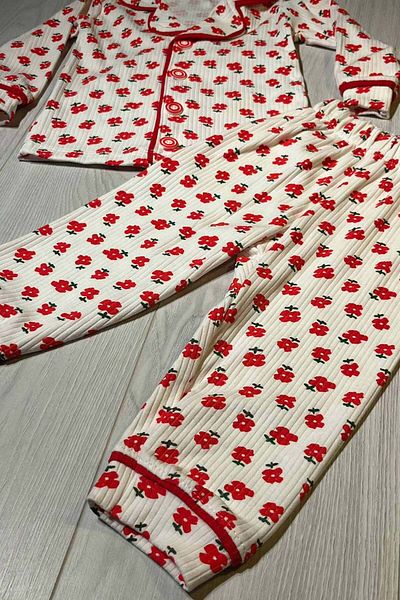 peki baby&kids Set de pijamale cu imprimeu floral pentru fetiță - Cumpărați 5 Obțineți 4, jachetă și pantaloni ca cadou 17024