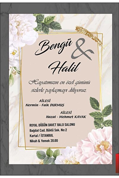 by-za davetiye Beyza Davetiyecilik Düğün Davetiyesi - Nişan & Kına Davetiyesi (50 ADET)