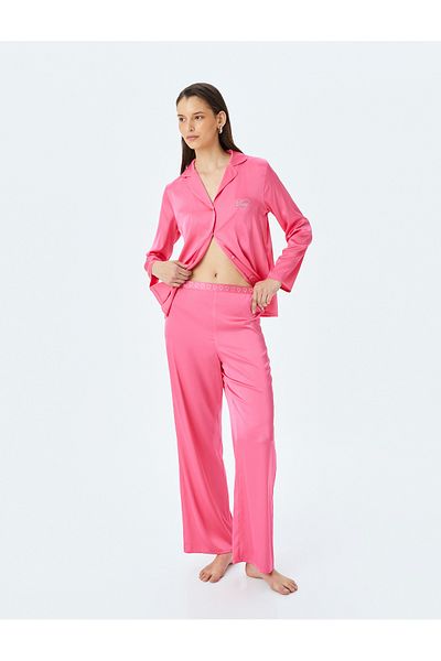 Koton Pyjamahose aus Satin mit weitem Bein und Standard-Taille