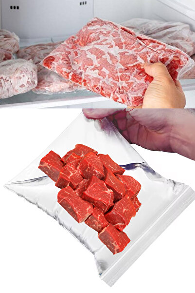 Özkan Ambalaj Temizlik 100 Adet 11x14 Cm Kilitli Buzdolabı Poşeti (Tek Pişirimlik Et - Kıyma Poşeti) Kıyma Poşeti Et Poşeti