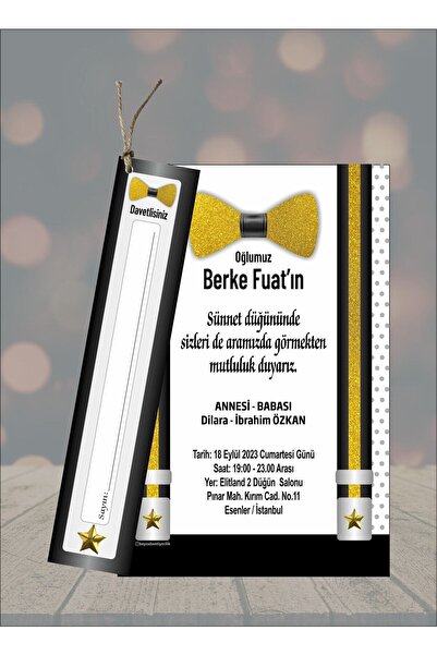 by-za davetiye (50 ADET) Beyza Davetiyecilik Sünnet Davetiyesi