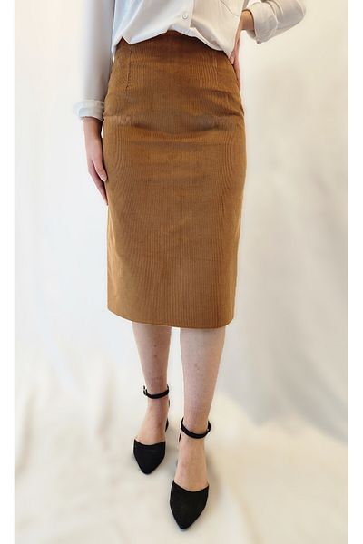 YAXİ MEDİAS ΦΟΥΣΤΑ CAMEL VELVET CORDED MIDI PENCIL