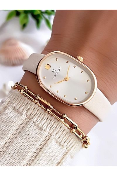 Coliseum Vintage Leather Band Women's Wrist Watch and Bracelet Set - Cl8104.Bm5