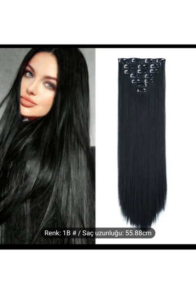 Handmade 7 parca çıtçıt postiş peruk sentetik saç 1.sinif ısıya dayanıklı