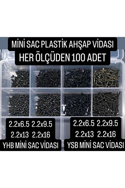 ACAR CİVATA 800 Parça Mini Vida 2.2 MM Elektronik Pcb Metal Ağaç Plastik için