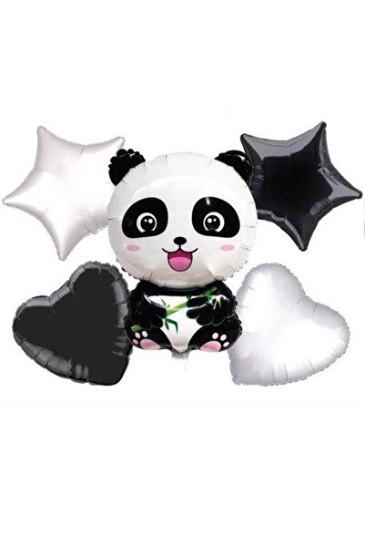Parti Dükkanım بالونات من رقائق الباندا - مجموعة من 5 قطع