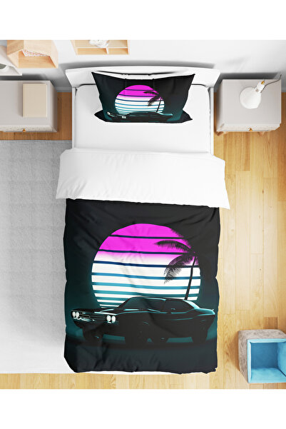 Home Set de lenjerie de pat retro cu imprimare digitală 3d pentru o persoană,...