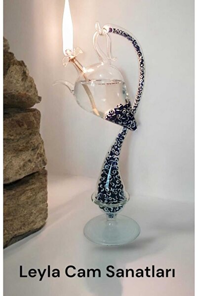 LEYLA CAM SANATLARI CAM ÜFLEME KANDİL ASMALI MODEL NAZAR BONCUKLU + 100 ml KA...